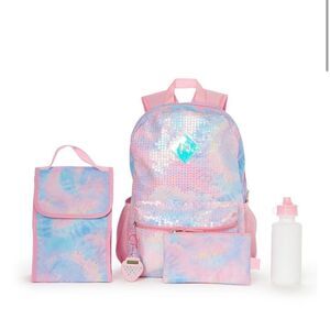Little and Big Girls Sequined Tie Dye Backpack, 6 Piece Set